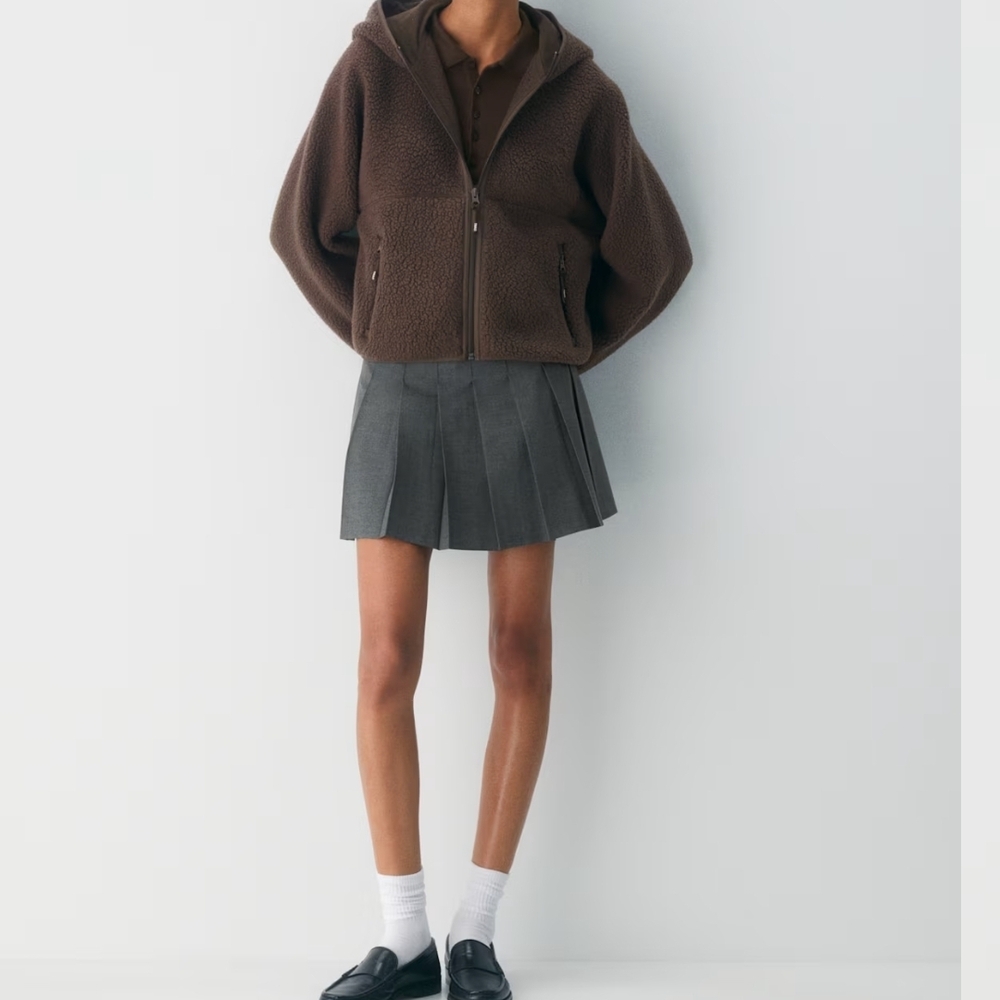 TNA Tan Hooded Sherpa Jacket